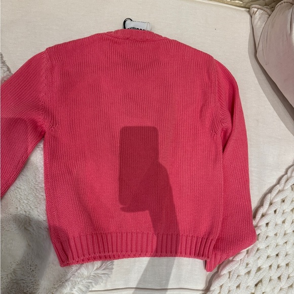 Moschino Pink Crewneck Sweater with Yellow Smiley Face Brand New with Tags 😃 - Picture 7 of 9
